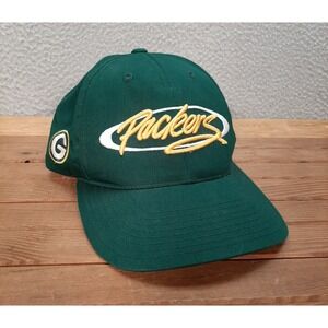 Vintage Green Bay Packers Hat Adult Green Strap Back Cap Embroidered 1990s Y2K